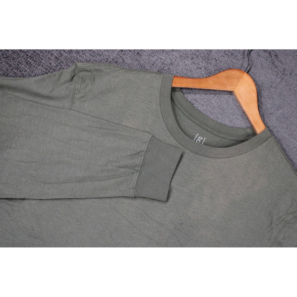 George Mens Long Sleeve Crewneck T-Shirt Olive Green Size 2XL Casual Basic